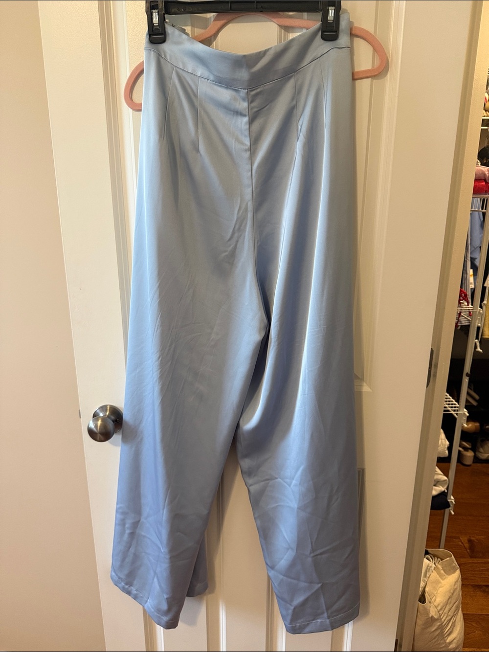 Eloquii Pale Blue Wide-Leg Satin Trousers